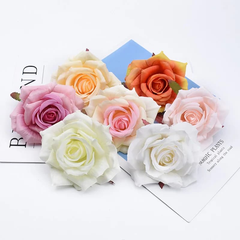 5/10 Pezzi Rose Artificiali in Seta per Decorazioni Festive, Casa, Giardino, Muri, Bouquet da Sposa, Regali Fai-da-Te, Scatole per Caramelle
