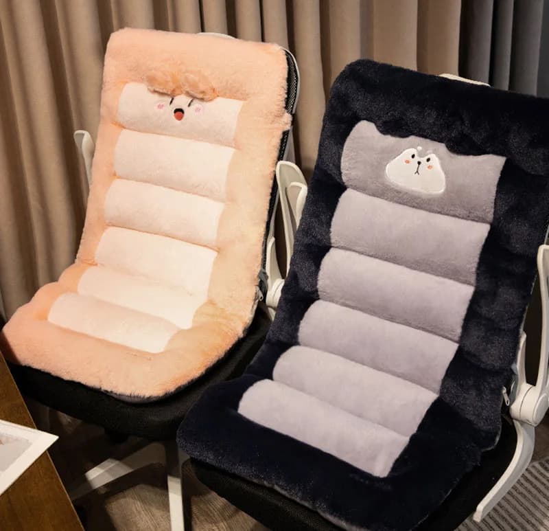 Cartoon Animal Chair Plush Back Cushion Multi-Functional Seat Pad for Lumbar Support Autumn Winter Warm Cushion for Sitting