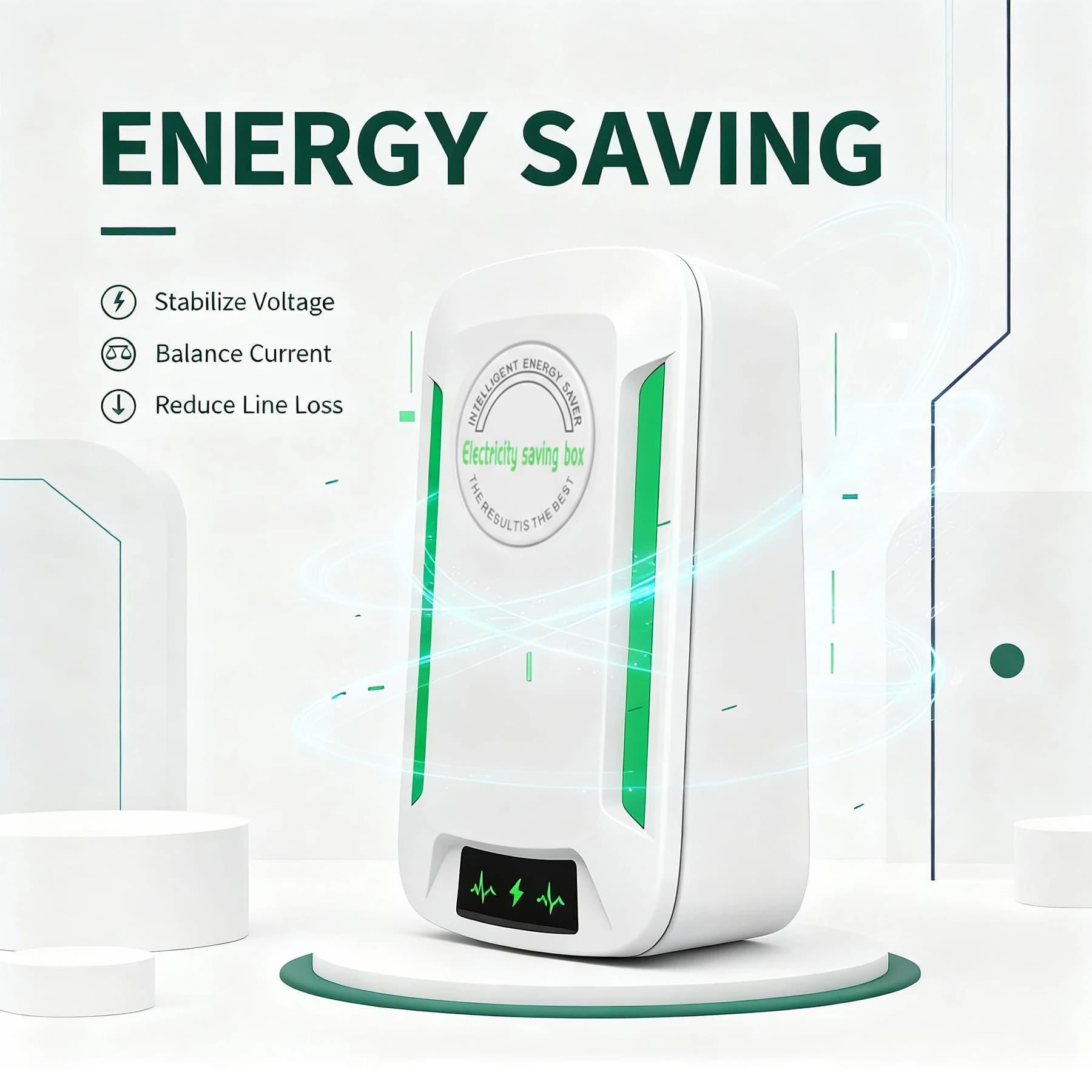 Scatola di risparmio energetico: risparmio energetico intelligente, dispositivo di risparmio plug-in per la casa, stabilizza la tensione 90 V-250 V, adattatore UE/USA/Regno Unito