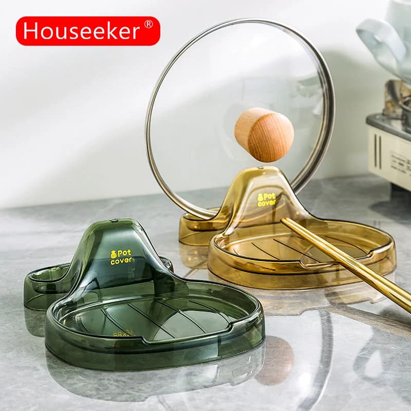 Houseeker Supporto per coperchio per pentola da cucina Base stabile Scaffale per coperchio per padella Comodo portaoggetti per stoviglie Organizzatore di utensili da cucina