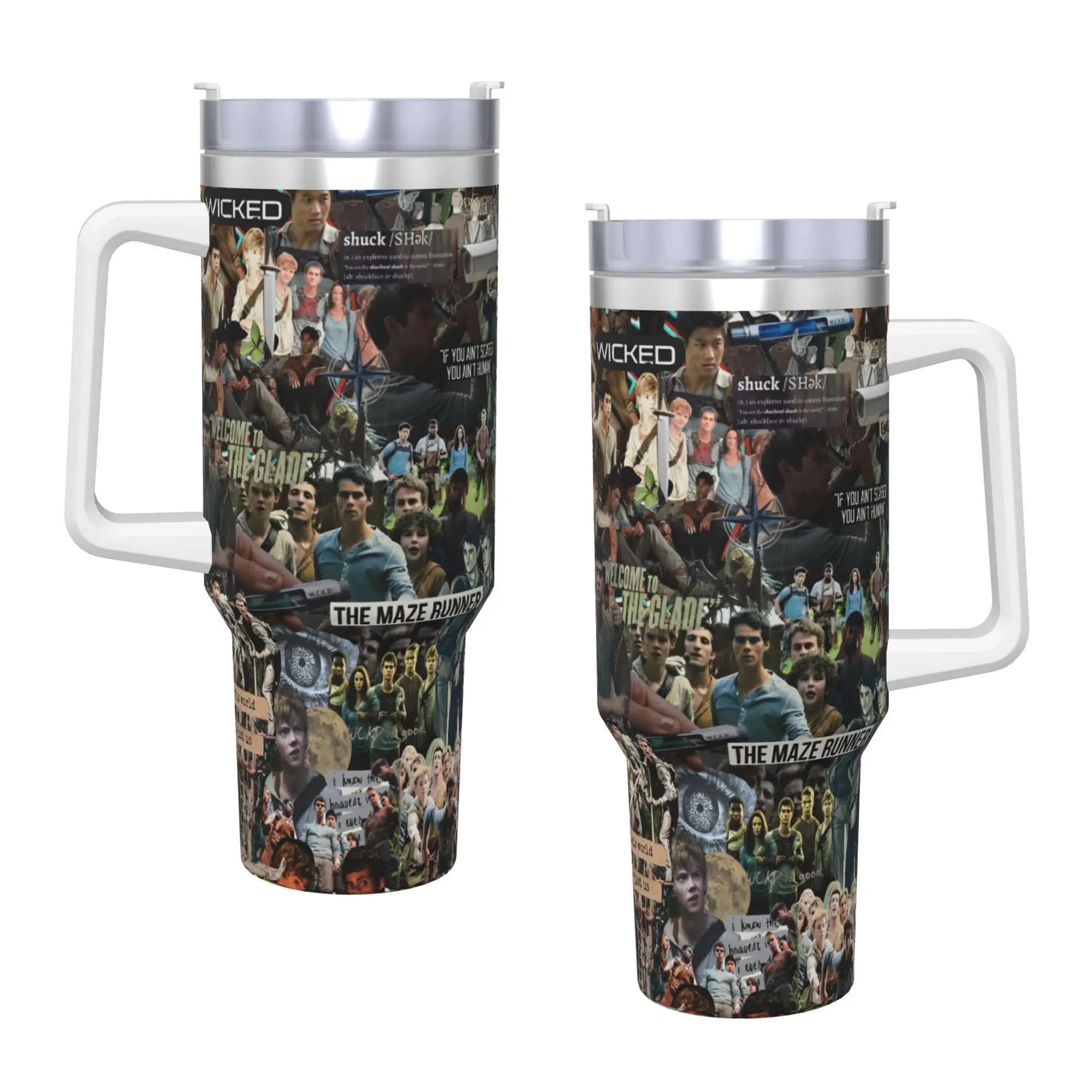 Tazza Termica in Acciaio Inox The Maze Runner con Cannucce, Bottiglia per Bevande Fredde Newt X Thomas, Tazze Termiche Grandi Isolate