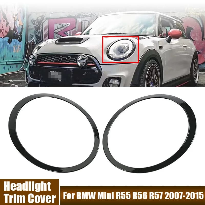 Accessori auto Faro anteriore Trim Coperture Cornice decorativa adatta per BMW Mini R55 R56 R57 2007-2015 # 51137149905 , # 51137149906