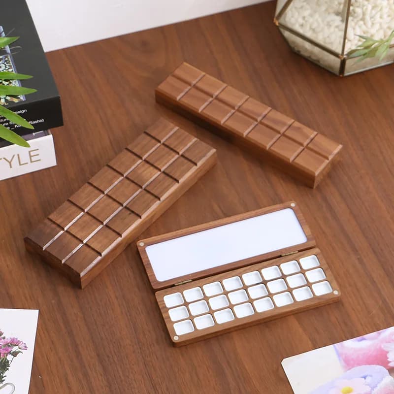 24/36 Grids Empty Solid Wood Packaging Box for Watercolor Paint UV Varnishes Gel Polish Nail with Magnetic Snap Lid and Grids