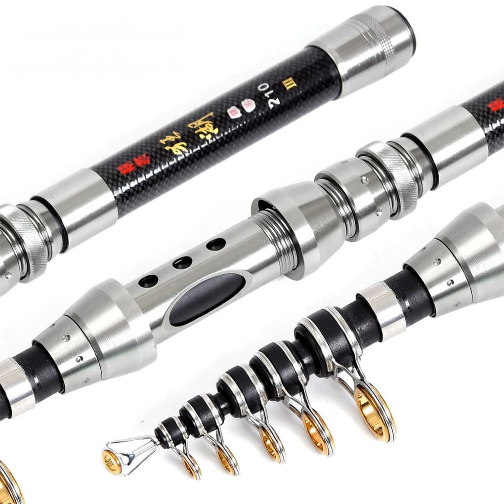 Canna da pesca professionale in fibra di carbonio 1.5-2.4M Sea River Fishing Bastone da pesca con canna da spinning telescopica ultraleggera