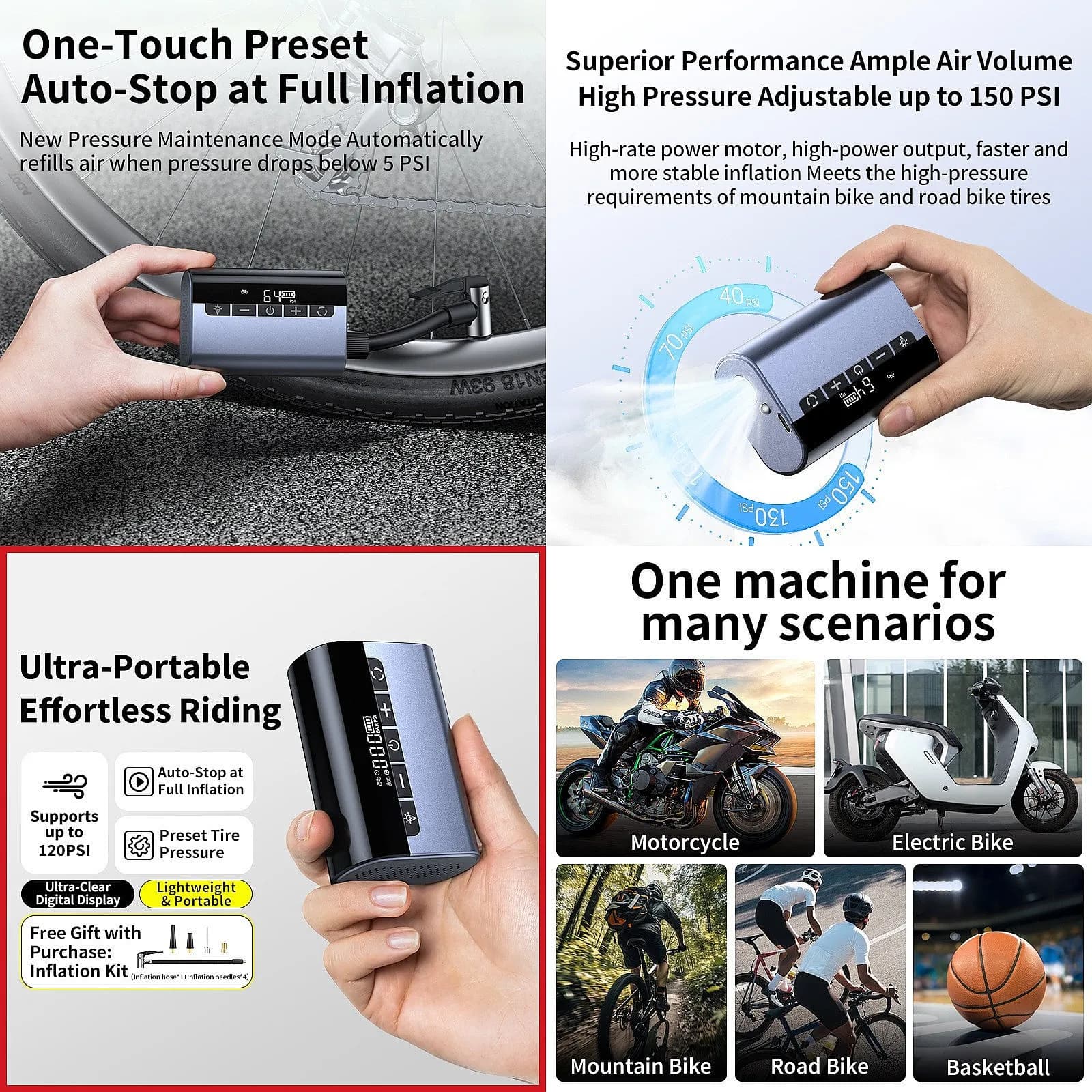 Mini Wireless Inflatable Air Pump Portable Tire Pump Auto Car Bike Air Compressor Power Bank