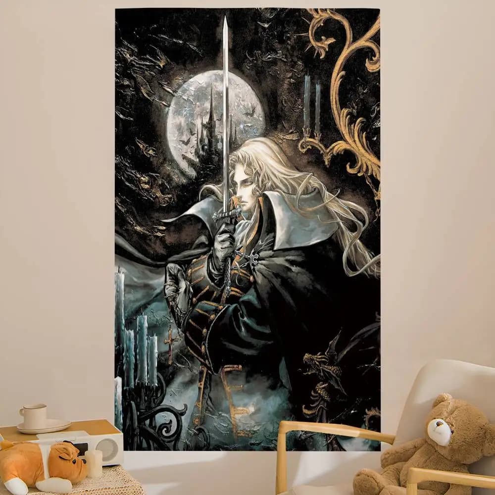 Castlevania Anime Game Printed Large Wall Tapestry Indian Buddha Wall Decoration Witchcraft Bohemian Hippie Wall Art Decor