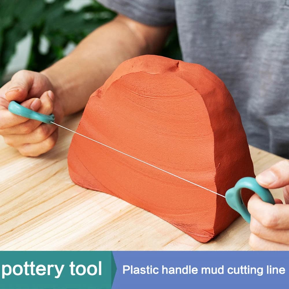 Utensili per ceramica Manico in plastica Linea di taglio di fango Separazione manuale del fango Linea di taglio dell'argilla Tagliere di fango in acciaio spazzolato separato