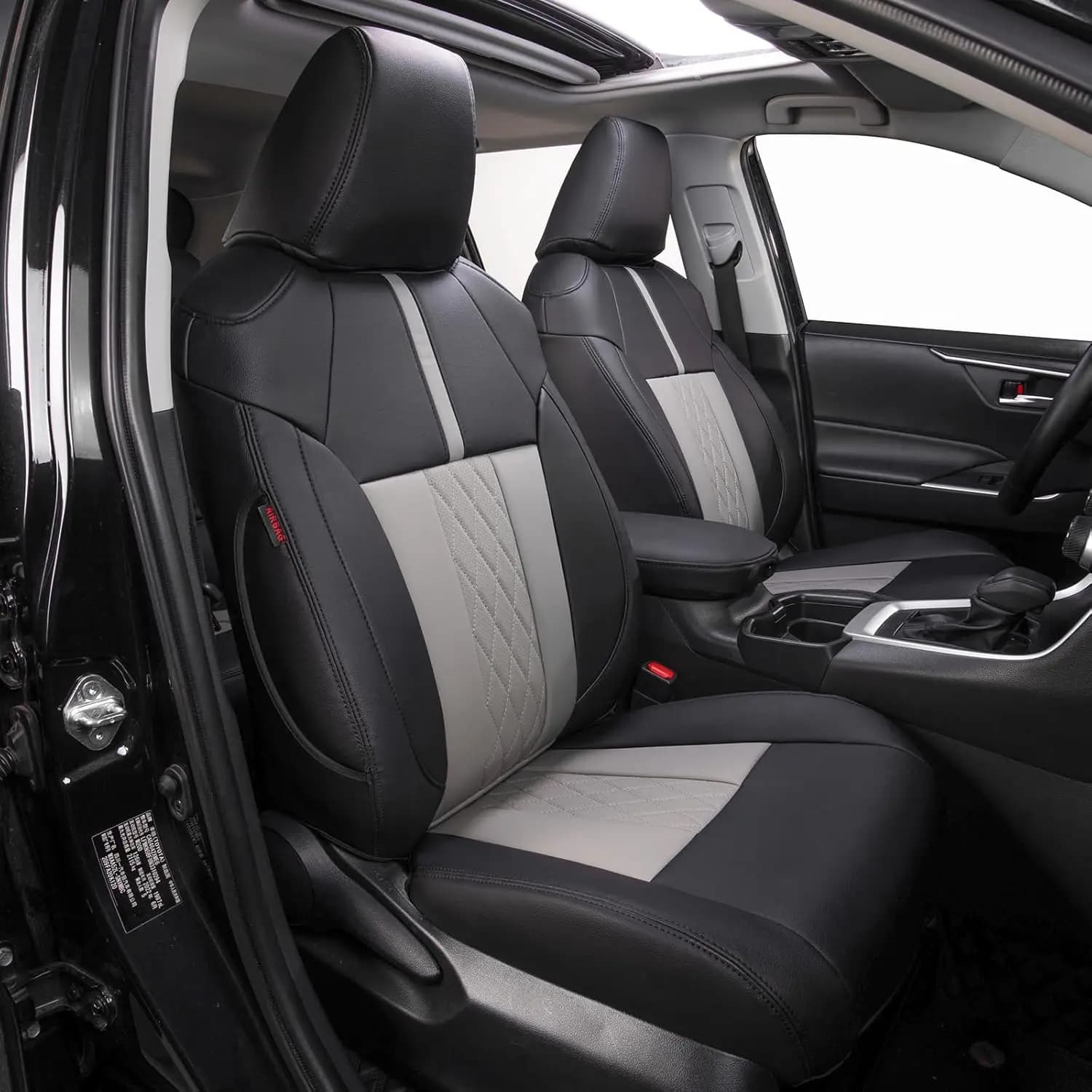 EKR Car Seat Covers Custom Fit for Toyota Rav4 (Gasoline/Hybrid) 2019 2020 2021 2022 2023 2024 2025 LE/XLE/XLE Premium/Limited Leather Car Seat Cover Full Set for SUV
