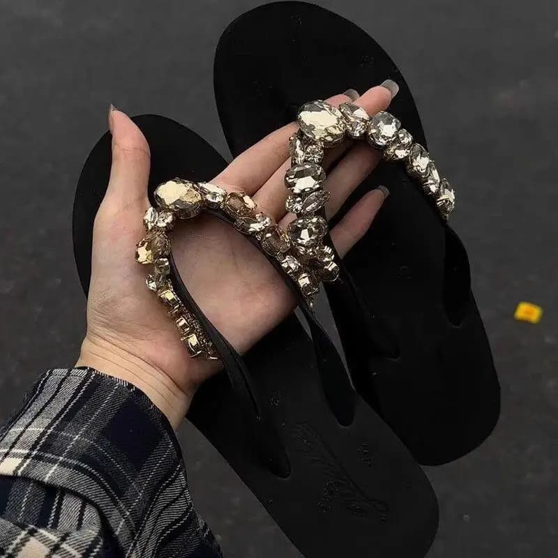 Infradito con Diamanti, Ciabatte Estive da Donna, Sandali con Suola Spessa, Tacchi Alti alla Moda per Ragazze, Scarpe Antiscivolo da Spiaggia Comode