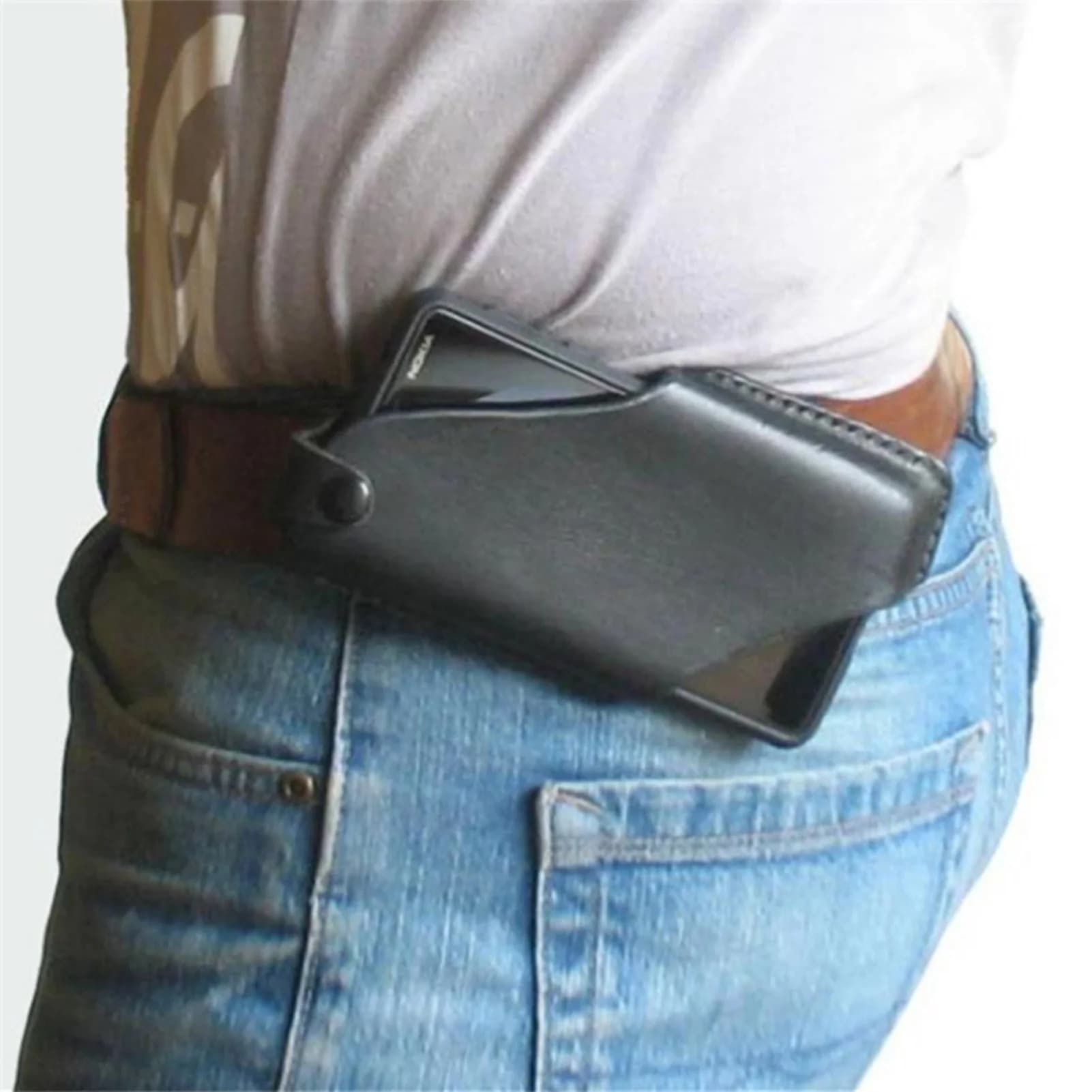 Custodia resistente per cintura per telefono Custodia universale per telefono nera con passanti per cintura per uomo Custodia da trasporto