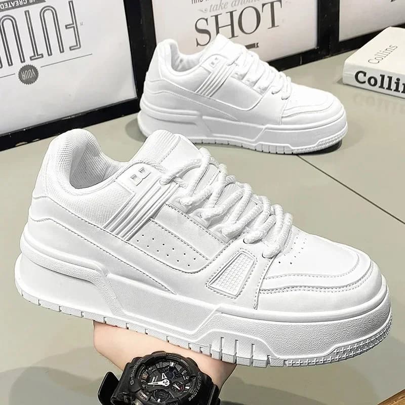 Scarpe da ginnastica da uomo originali di marca Piattaforma di moda Scarpe casual Scarpe da skateboard per uomo Scarpe sportive stringate Scarpe da tennis bianche nere