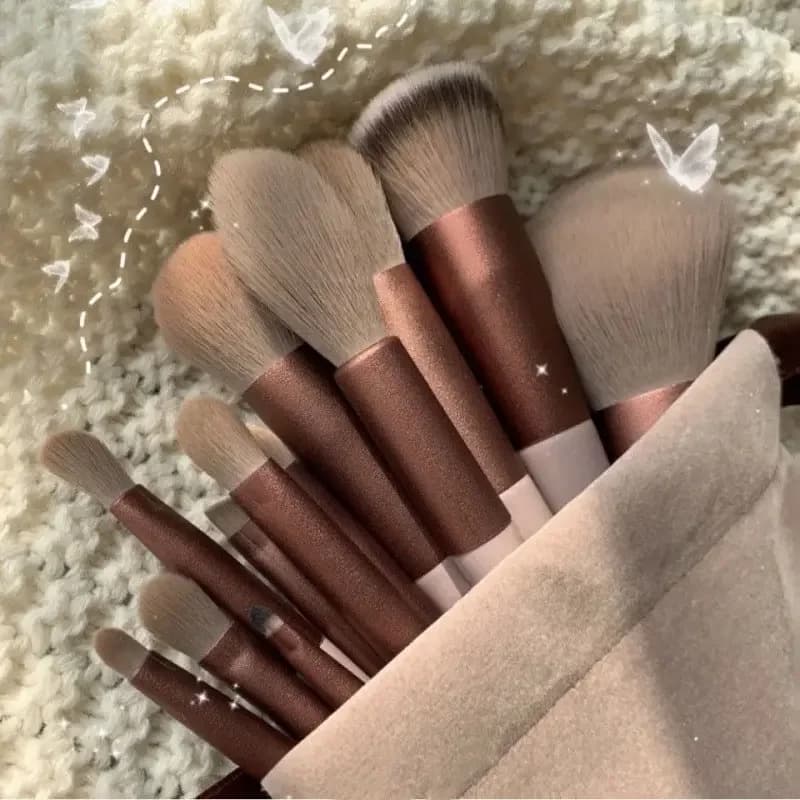 Set di 13 Pennelli per Trucco, Pennelli per Ombretto, Fondotinta, Cipria, Blush, Strumenti di Bellezza per Donne
