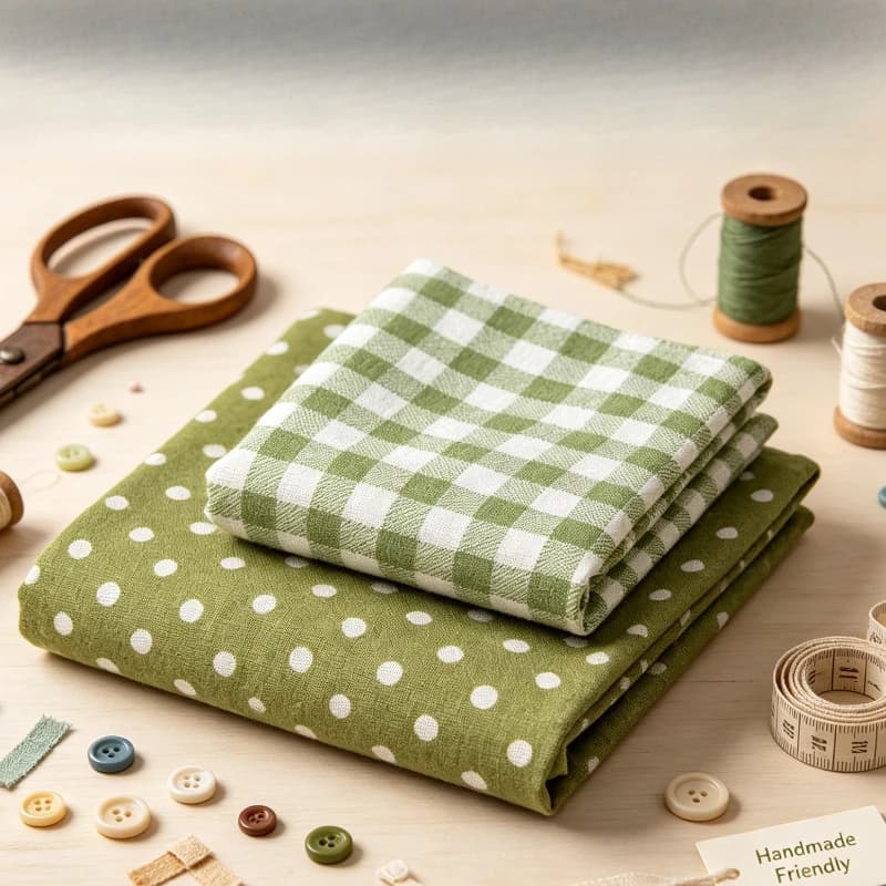 Green Imitation Linen look Fabric, DIY Material for Tablecloth, Curtain, Pillow Cover, Sofa Cover, Bed Sheet, Countryside Decor