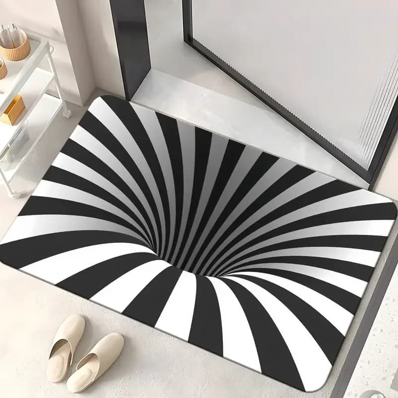 Crystal Velvet Carpet 3D Optical Illusion Trap Doormat for Front Door Entrance Playroom Floor Mat Decor