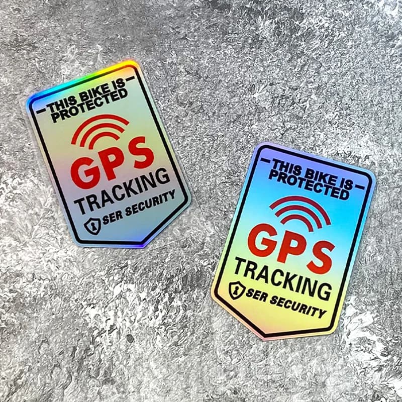 GPS Tracking Reflective Laser Sticker, Waterproof Vinyl Security Warning Decal for Road Bike Frame Top Tube