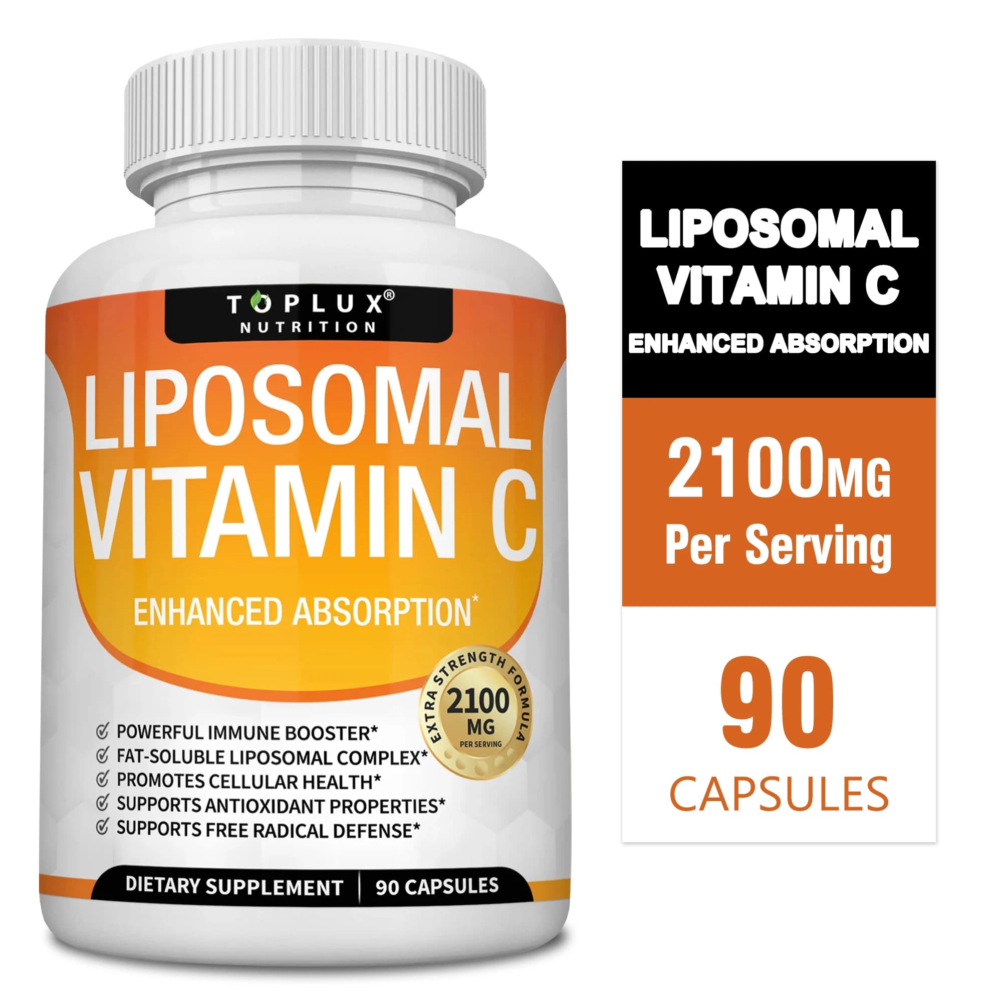 Liposomal Vitamin C Capsules Powerful Antioxidant Promotes Collagen Production Supports Skin Health 2100mg
