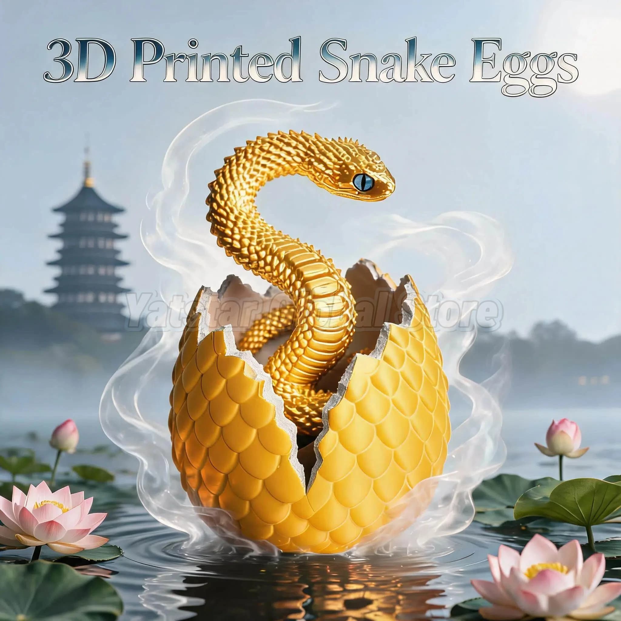 Giocattolo Uovo di Serpente Stampato in 3D, Creativo, Antistress, con Articolazioni Mobili e Rotanti, Modello Realistico di Serpente, Ornamento da Scrivania per Bambini