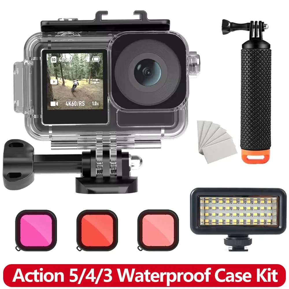 TELESIN 45M Custodia impermeabile per DJI OSMO Action 3 4 5pro Custodia subacquea per immersione Accessori per action camera