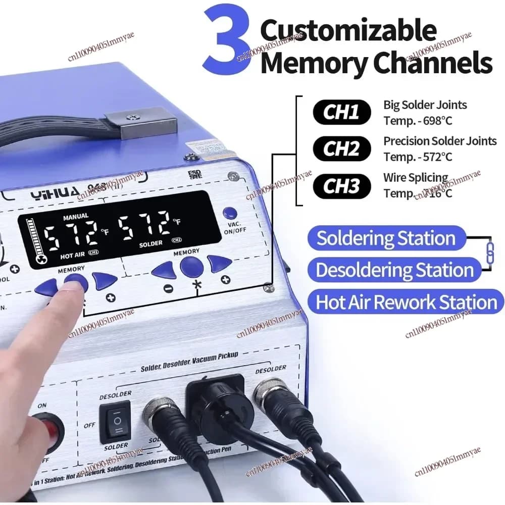 948-II Saldatore per rilavorazione ad aria calda 4 in 1 e stazione di stagno per aspirazione dissaldante con penna di raccolta dell'aspirazione ° F / ° C, 650 watt