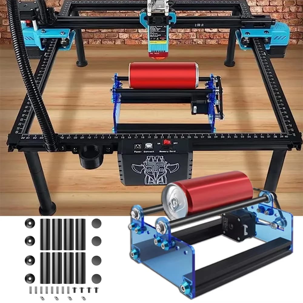 Y Axis Rotating Roller for Laser Engraver TWOTREES 360 ° Rotating raised poggiapiedi for cans of extra long objects with laser engraving