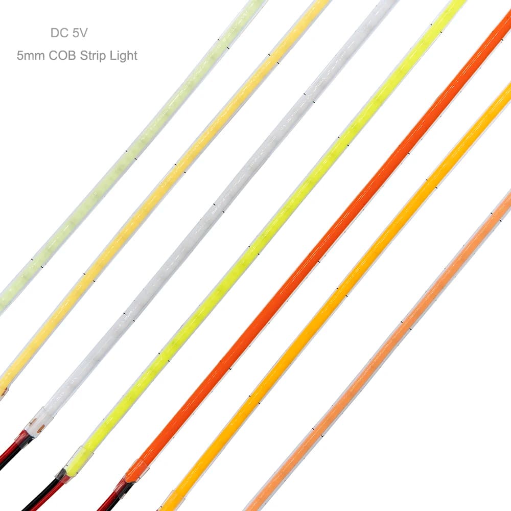 5V 5mm COB Striscia luminosa Nastro dimmerabile Nastro 320 LED/m Barra luminosa flessibile per illuminazione decorativa 3000K 4000K 5700K