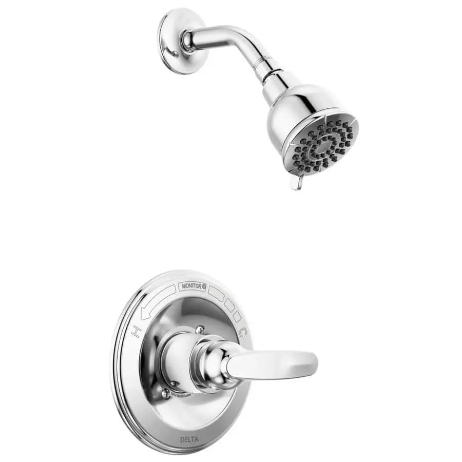 Set rubinetteria doccia a 2 getti serie Foundations 13, set soffione e maniglia cromati, kit finiture valvola, valvola cromata BT13210 non inclusa