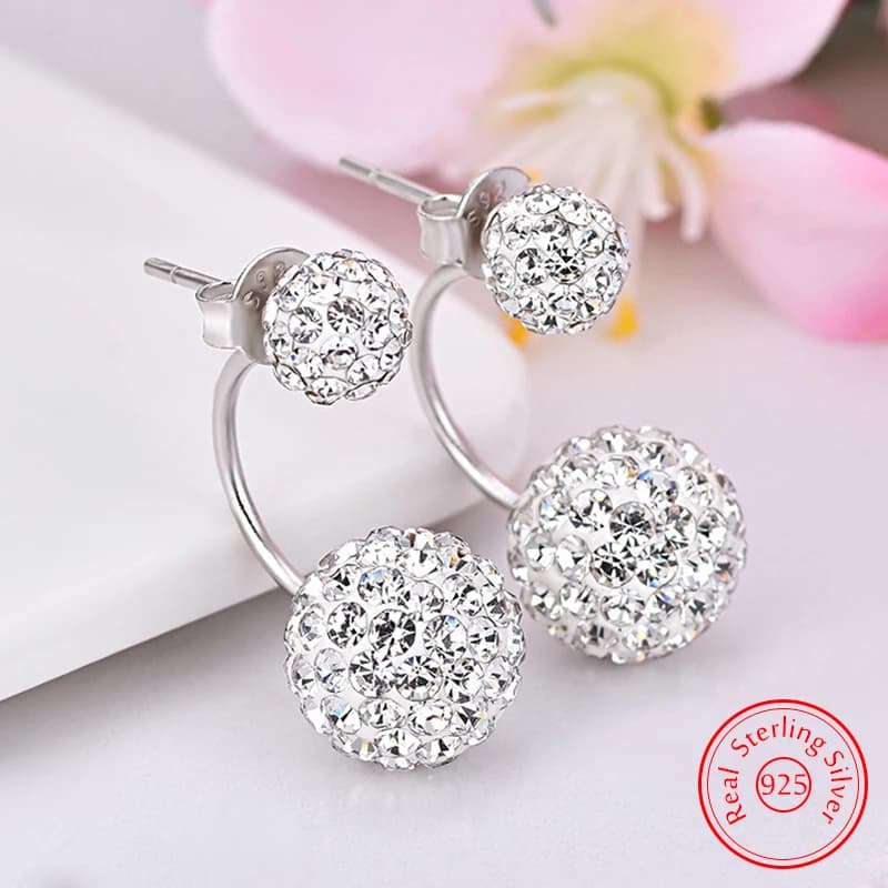 925 Sterling Silver Nuovi gioielli Shambhala Crsytal Ball U Orecchini con perno per le donne Moda XY0235
