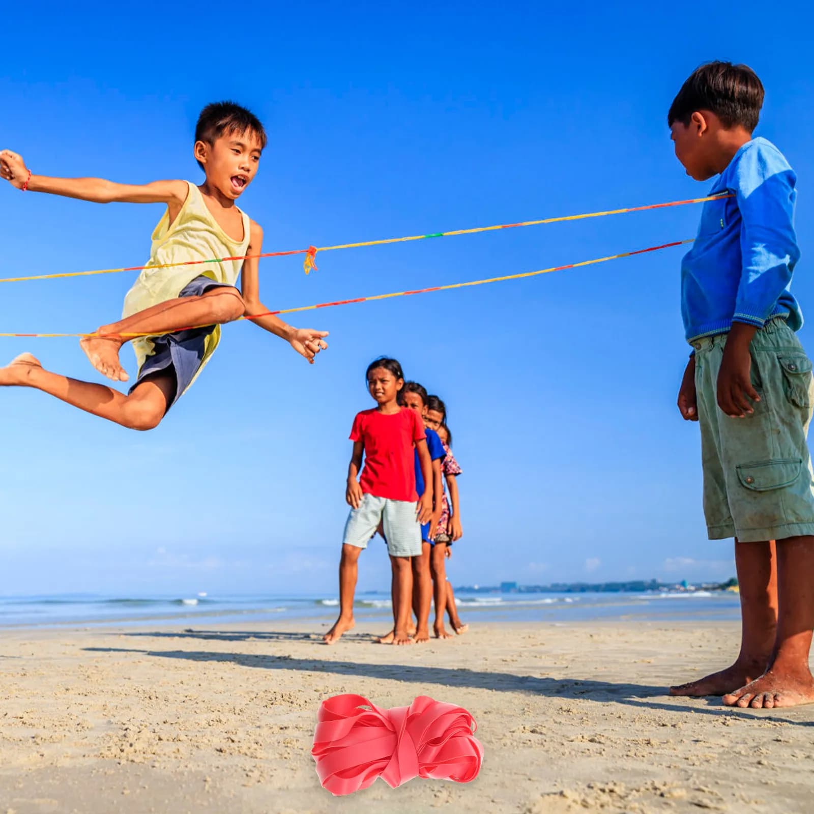 2Pcs Elastic Jump Ropes Thickened Stretchy Sports Skipping Bands for Kids School Home Training Healthy Exercise