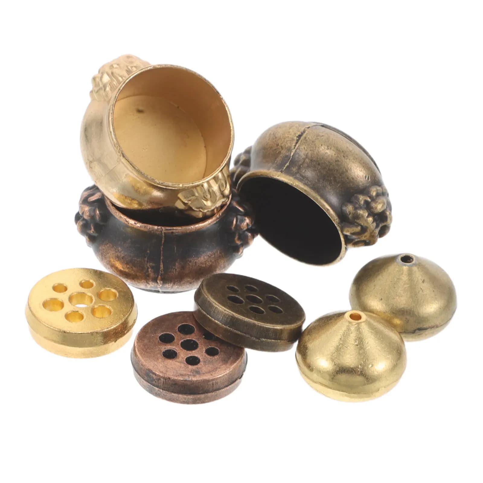 Set di 5 Portaincenso in Metallo, Bruciatore a Cono in Lega per Bastoncini di Essenza, Bruciatore Decorativo da Tavolo per Aromaterapia, Sauna, Spa, Yoga
