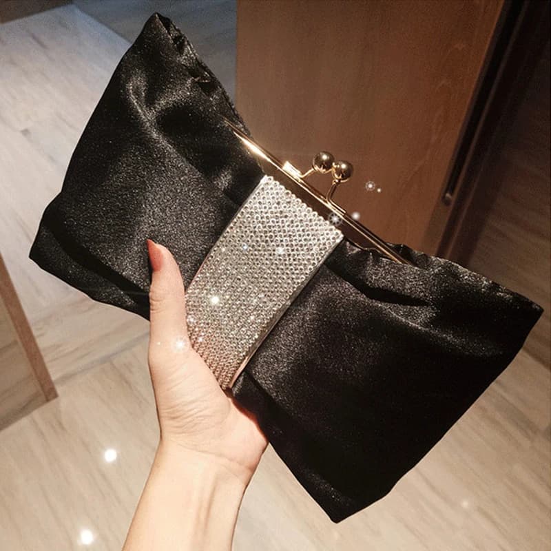 Women's evening bag clutch bag with rhinestone clutch bag in crystal wallet wedding bag banquet for black butterfly parties