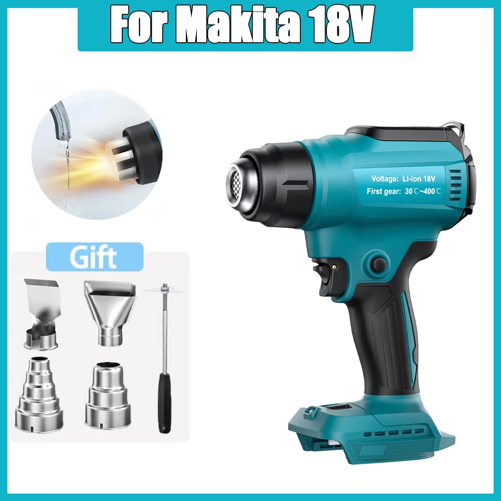 Pistola termica Cordless per batteria Makita 18v temperatura regolabile 122 bian-1022 oy pistola termoretraibile a batteria portatile con batterie