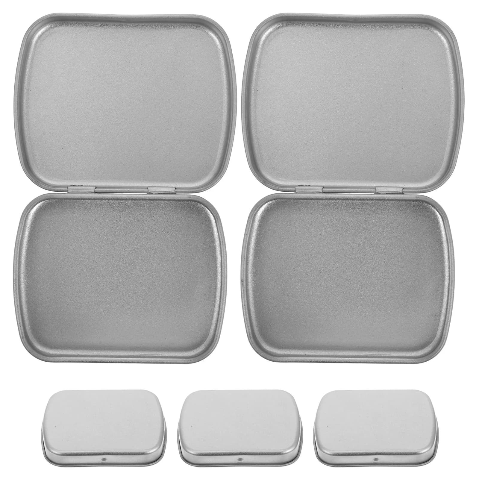 5Pcs Compact Mini Flip Top Tin Box Portable Metal Storage Case Small Rectangular Organizer for Jewelry Candy Tin Cans with Lids
