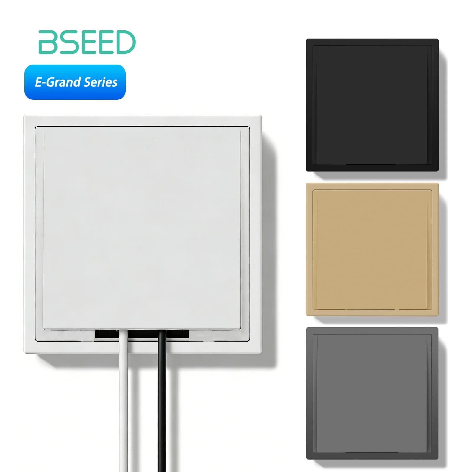 Bseed Serie E - Placca di Passaggio Cavi a Muro con Fori Pre-forati, Cornice in Plastica per Cavi TV/Altoparlanti