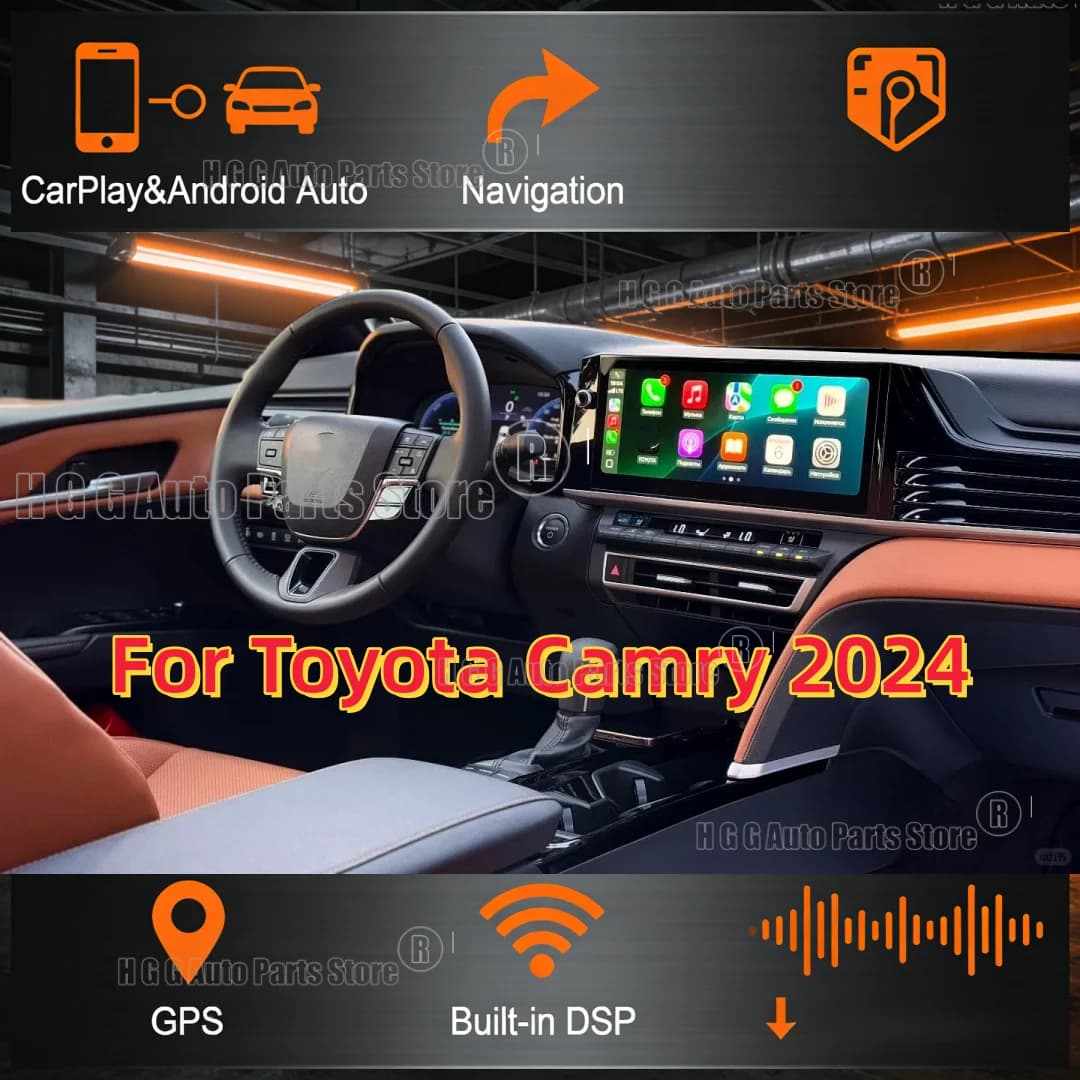 12.3" QLED Screen For Toyota Camry 2024 Sequoia Android CarPlay Stereo GPS Navigation Car Radio Multimedia Player HU 4G WIFI BT