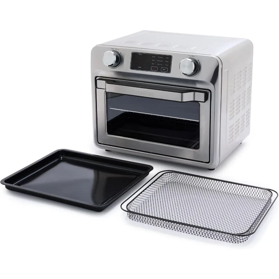 Forno ad Aria Calda Multifunzione 9-in-1 in Acciaio Inox con Teglia Antiaderente, Griglia e Cestello in Acciaio Inox, Riscaldamento Rapido