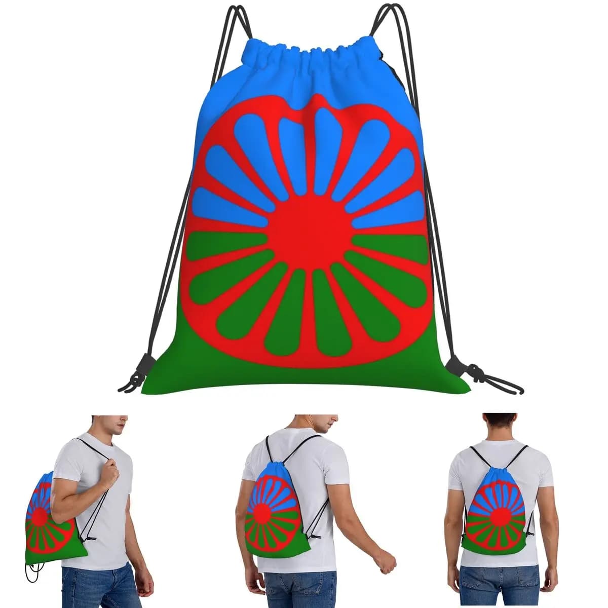 Zaini con bandiera Romany Gypsy, borse portatili con coulisse, borse per scarpe, borse per libri, per viaggi e scuola