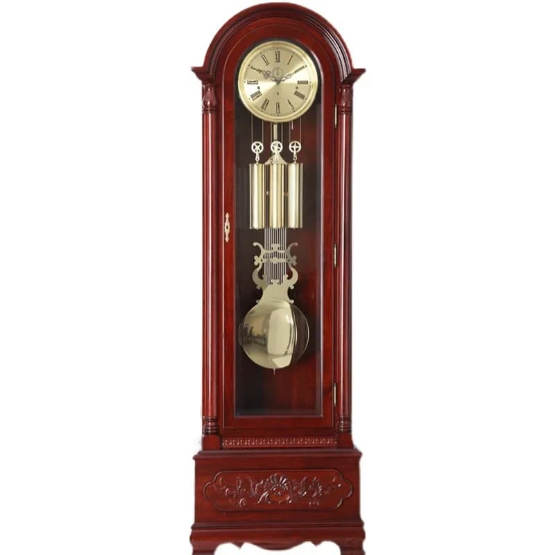 Orologio da pavimento in mogano Jiuding in legno di sandalo rosso indiano, movimento meccanico del soggiorno, orologio a pendolo europeo