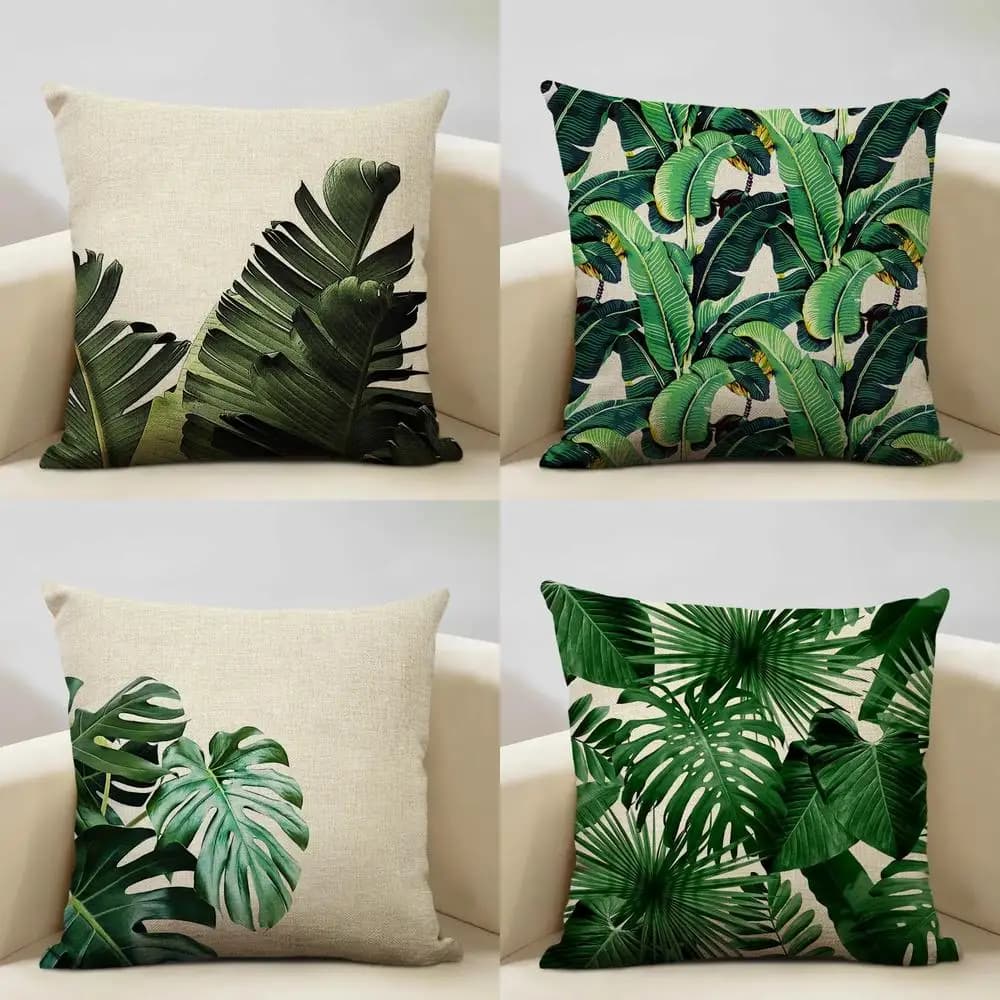 Decorazioni per la casa Fodere per cuscini con motivo a foglie tropicali esotiche Fodera per cuscino con motivo adatto per divano, camera da letto, auto