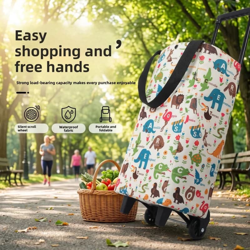 Telescopic Shopping Trolley with Wheels Foldable Hand Cart Camping Courier Moving
