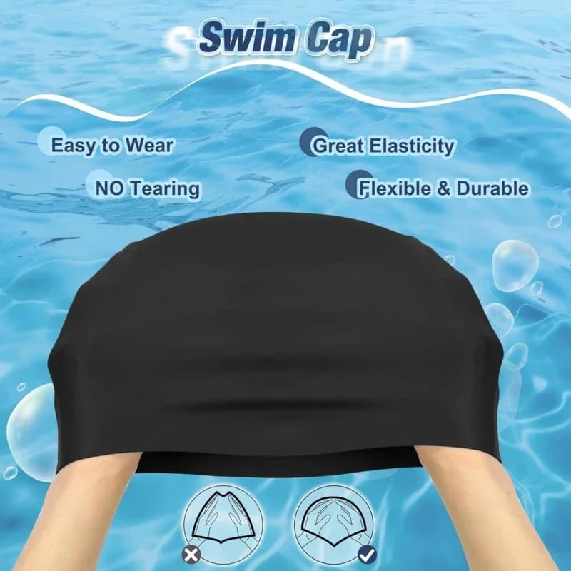Silicone Elastic Swimming Cap Waterproof Swim Hat for Men Women Adult Long Hair Pool Caps Protect Ears Swimming Equipment