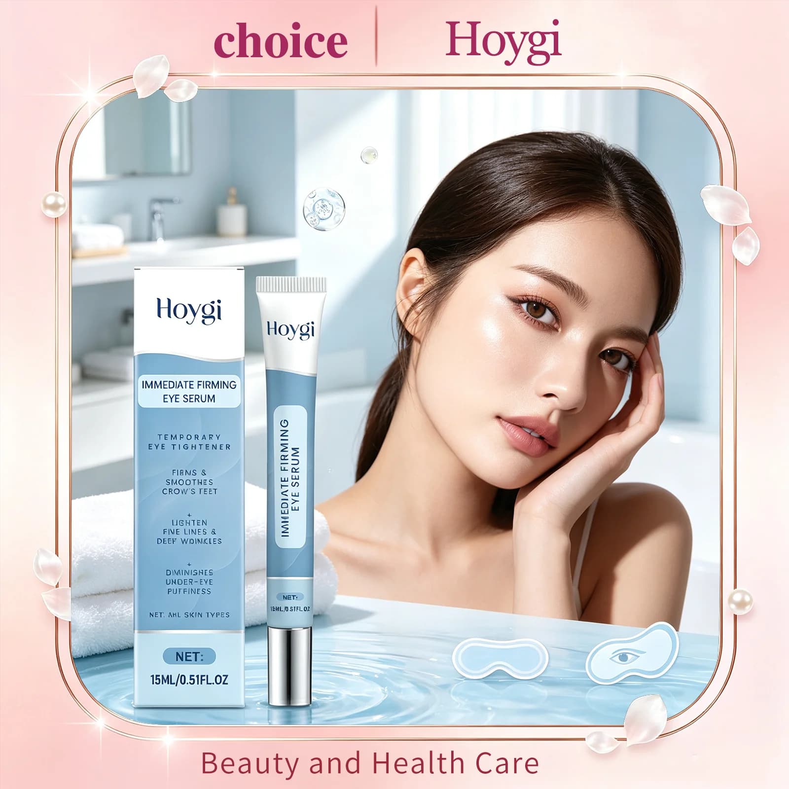 Hoygi Hydrating Firming Eye Cream Gentle Moisturizing Effectively Reduce Dark Circles Puffiness Eye Bags Brightening Eye Serum