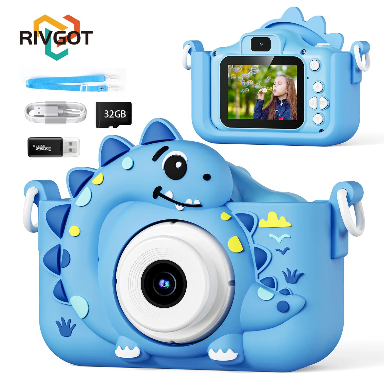 Mini fotocamere per bambini Fotocamera digitale carina per bambini con scheda 32G Giocattoli educativi Riprese video HD 1080p per regali di compleanno per bambini