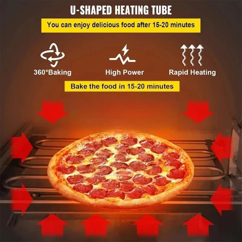 14 Inch Double Deck Commercial Electric Pizza Oven 220V 110V Stainless Steel With Stone Shelf Multipurpose For Restaurant Cafe