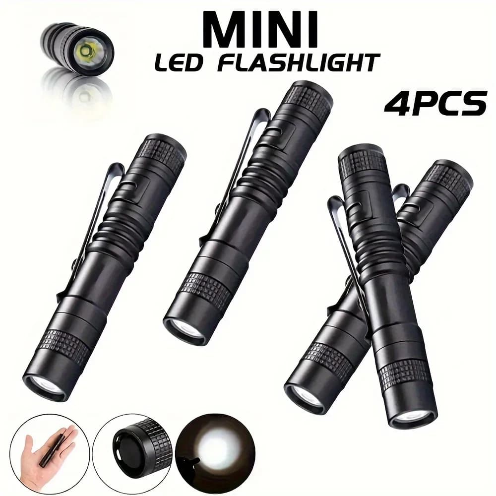 1-4 pcs mini portable flashlight with LED pen ultra bright high light portable flashlight for outdoor camping emergency
