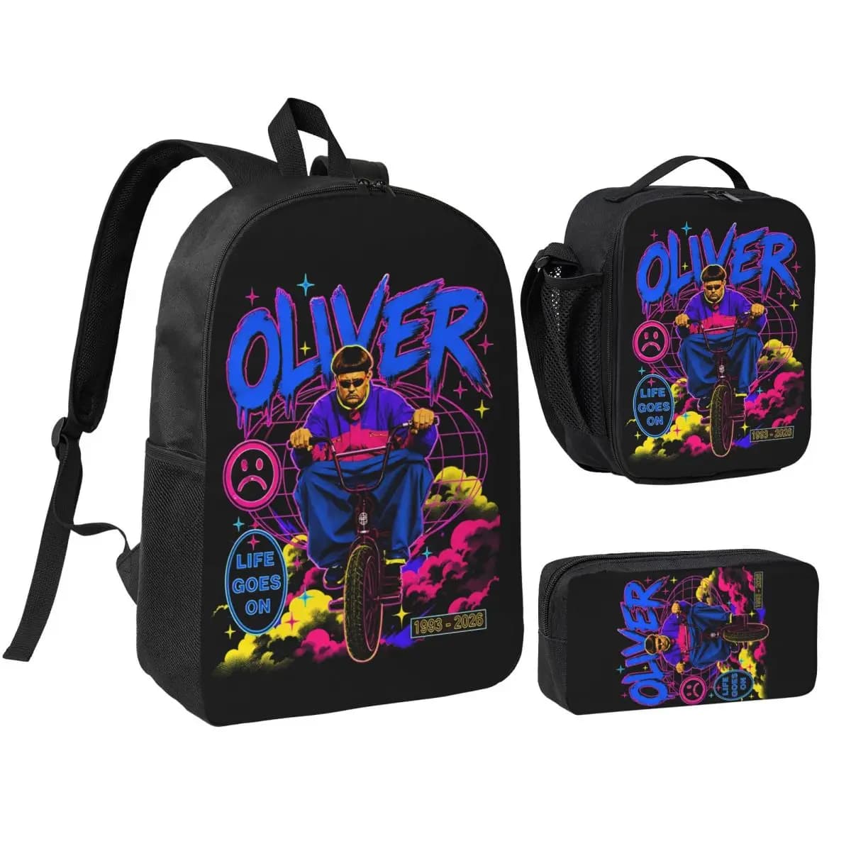3pecs/set RIP Oliver Tree Memorial Backpack for Student Shoulder Bag Lunch bag Pencil Case