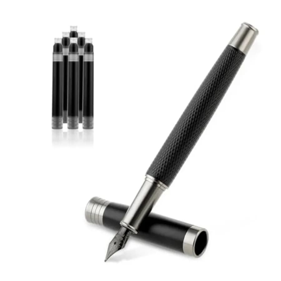 Fountain Pen Set, Smooth Writing Pen with 6PCS 2.6mm Ink Boxs and 0.5mm Fine Point Matte Pens for Executive Calligraphy Office