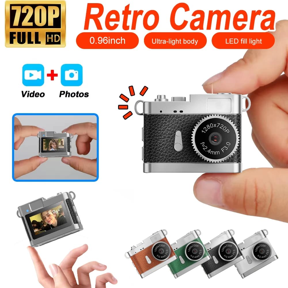 Magecam Videocamera Retrò 720p Portatile Vintage Molto Piccola con Schermo da 0,96 Pollici CCD Mini Fotocamera per Interni ed Esterni Supporto Scheda TF