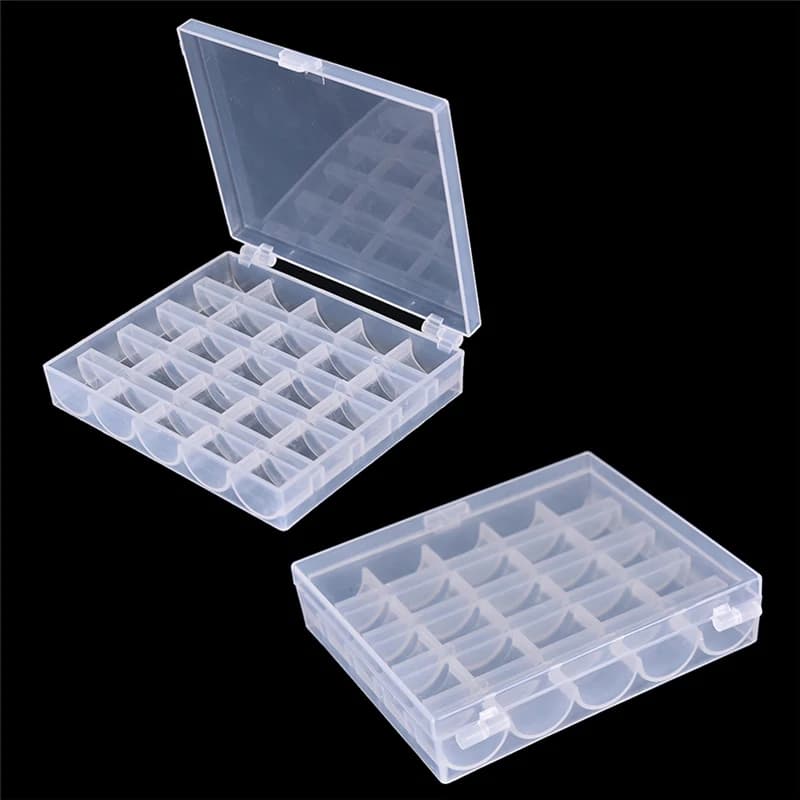 25 Spools Empty Bobbins Case Organizer Storage Plastic Box Sewing Machine Bobbin