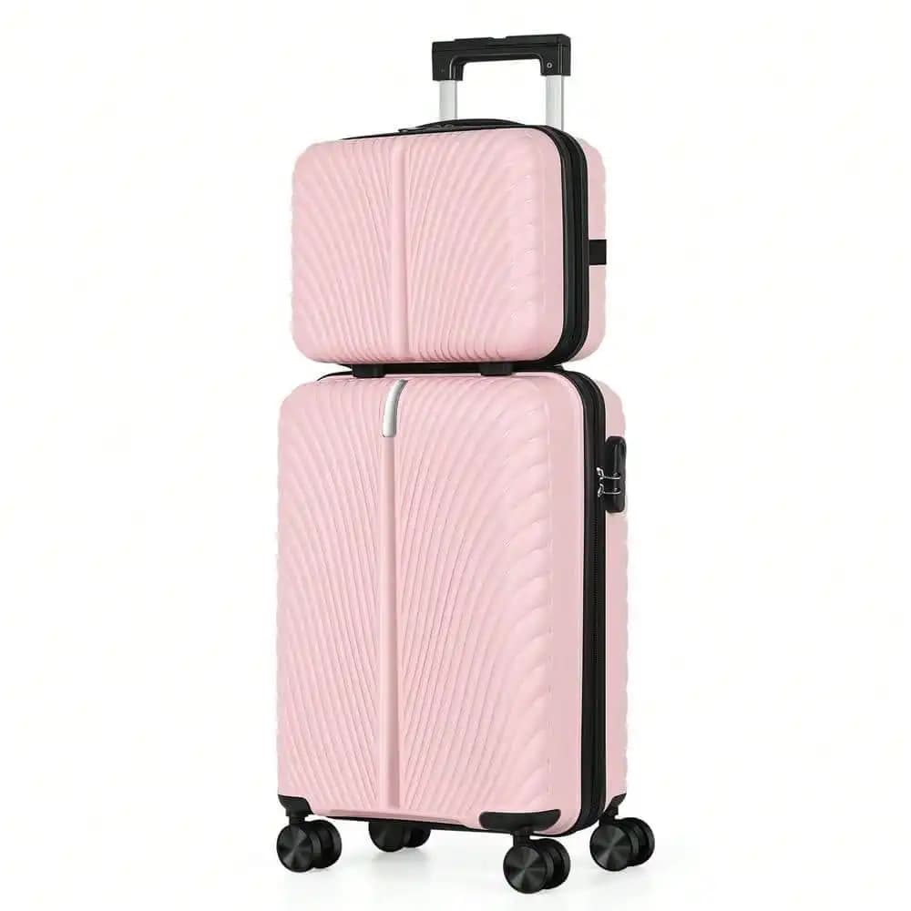2-Piece Lightweight Carry-On Spinner Luggage Set ,Pink