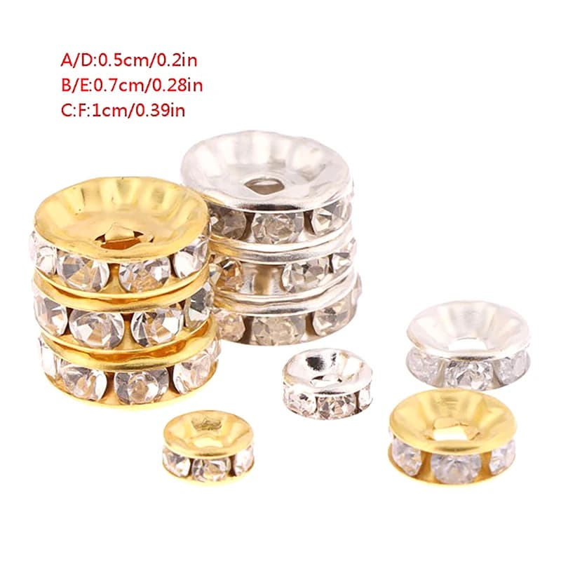 100 pcs 5/7/10mm Stainless Steel Disc Washers 316 Spacer Crystal Beads With Rhinestones For Creation of FAI Bracelet Jewelry
